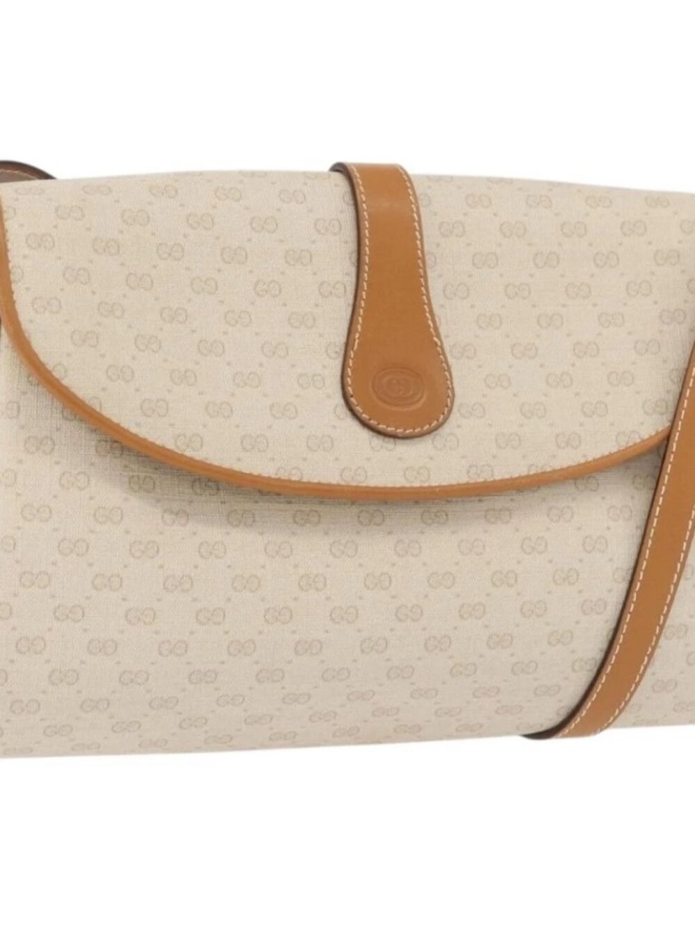 GUCCI Micro GG Supreme Shoulder Bag PVC Ivory Gold 004 14 1923 Auth 176849
